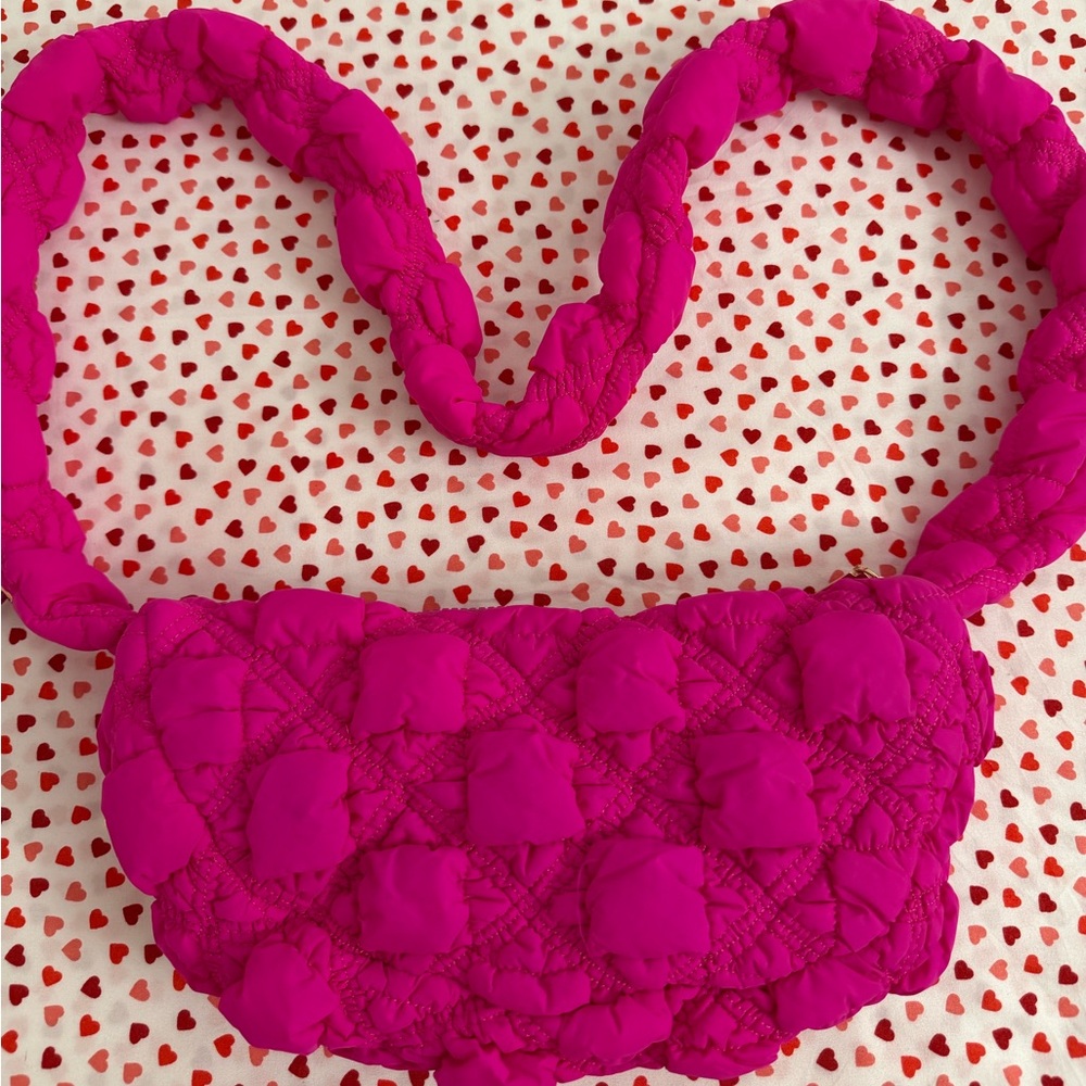 Hot Pink Quilted Shoulder Bag